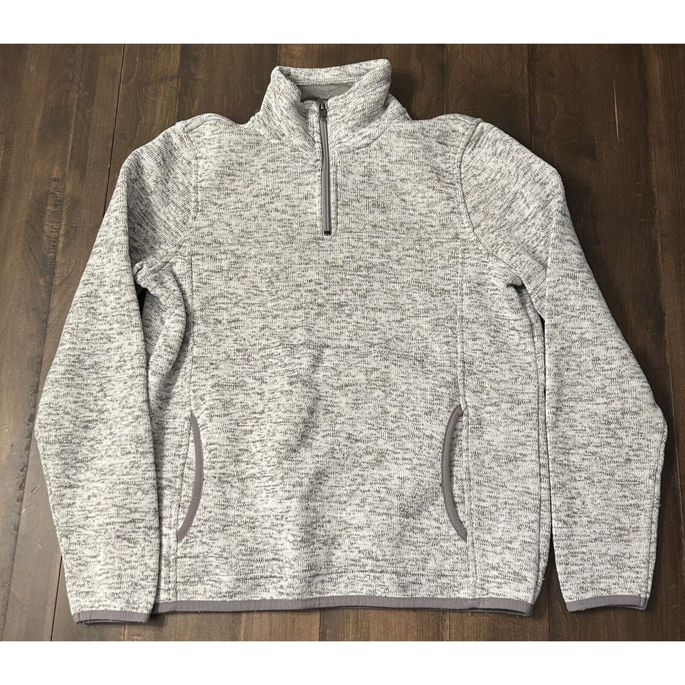 Thread & Supply quarter zip jacket Small gray heathered pocket